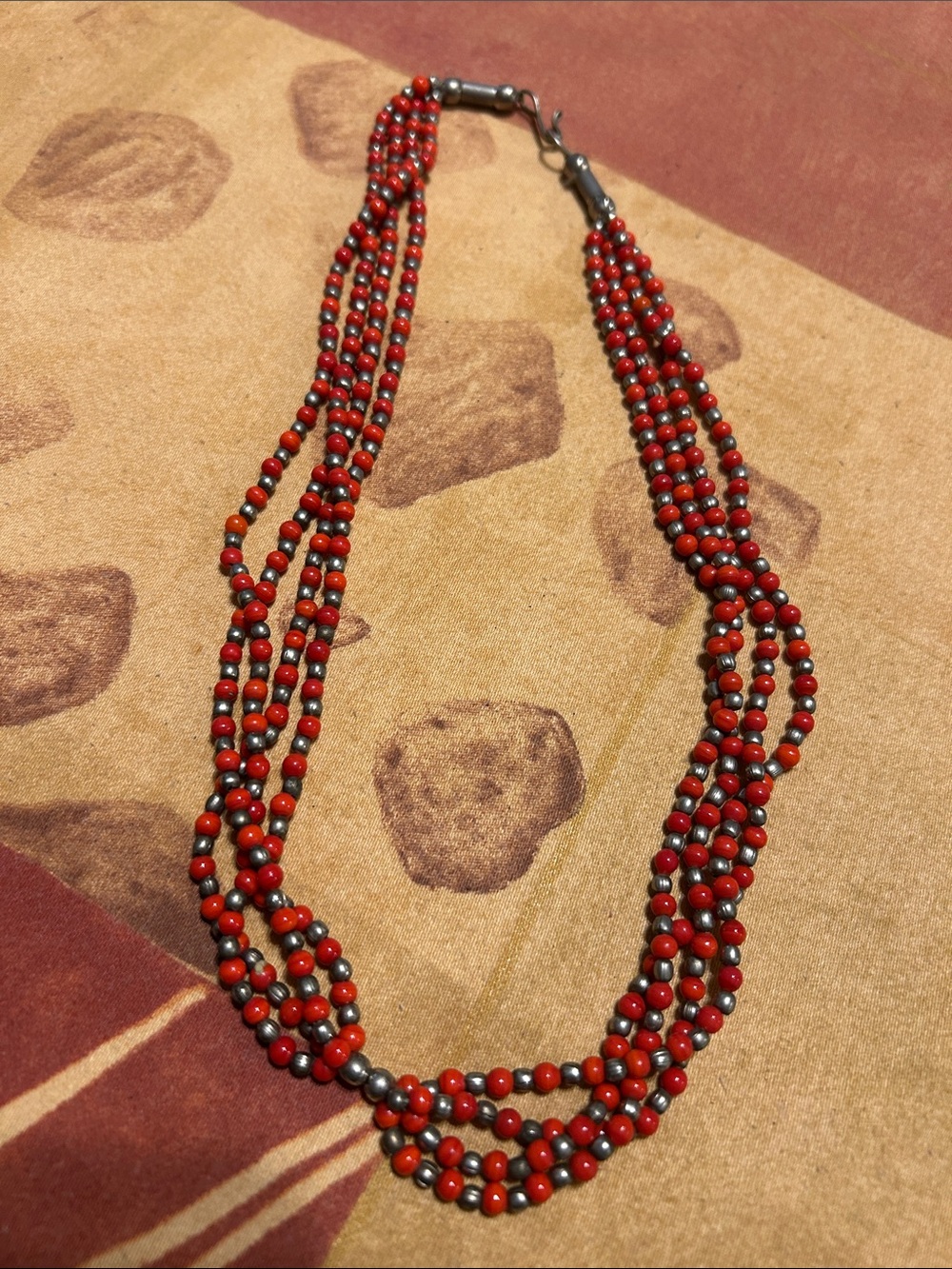 Red Multi-Strand Beaded Necklace - Unbranded